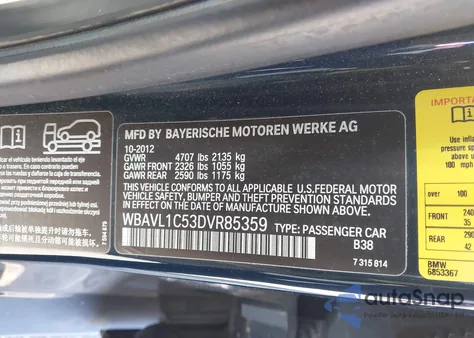 2013 BMW X1 xDrive28I z USA, uszkodzony, nr VIN WBAVL1C53DVR85359